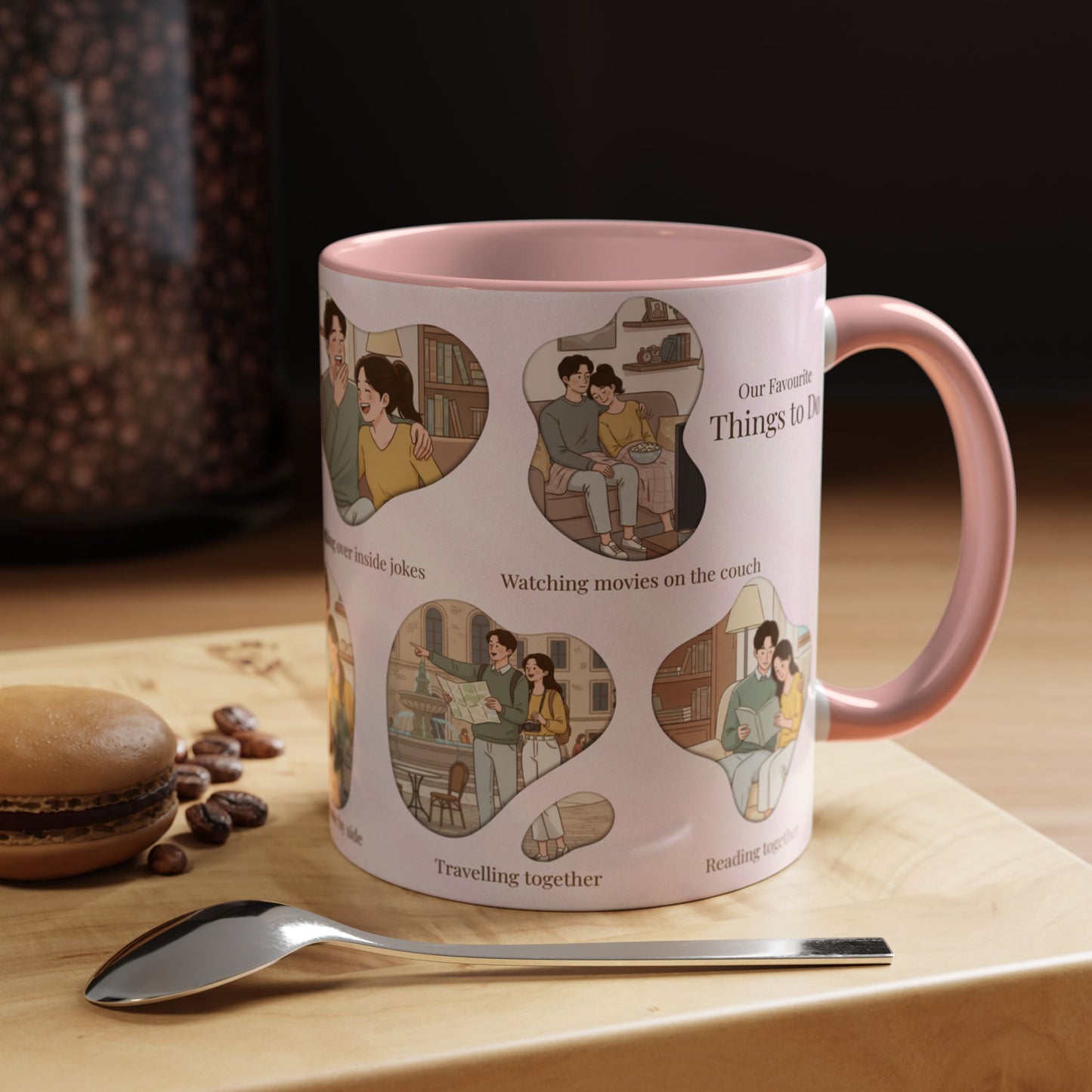 Our Favorite Things to Do Valentine’s Mug – Cozy Couples Illustrated Accent Coffee Mug - 14703