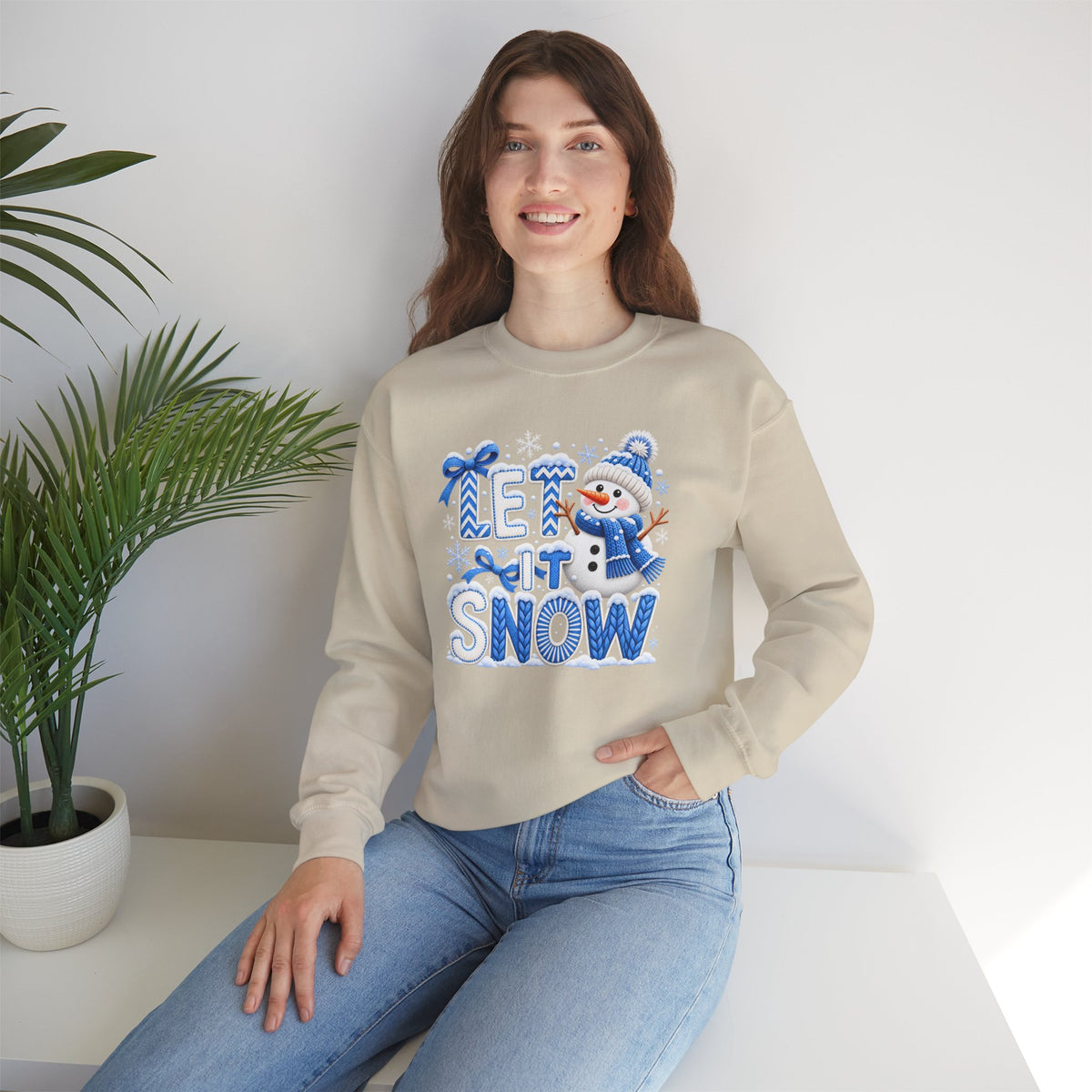 Let It Snow Sweatshirt,  Cute Snowman Winter Christmas Crewneck - 14545