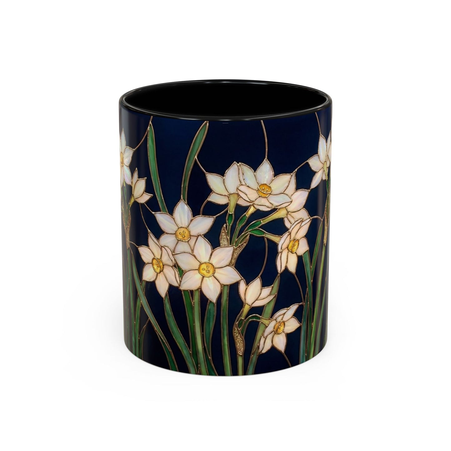 Narcissus Bloom Accent Coffee Mug — Stained Glass Design 11/15oz - 14597