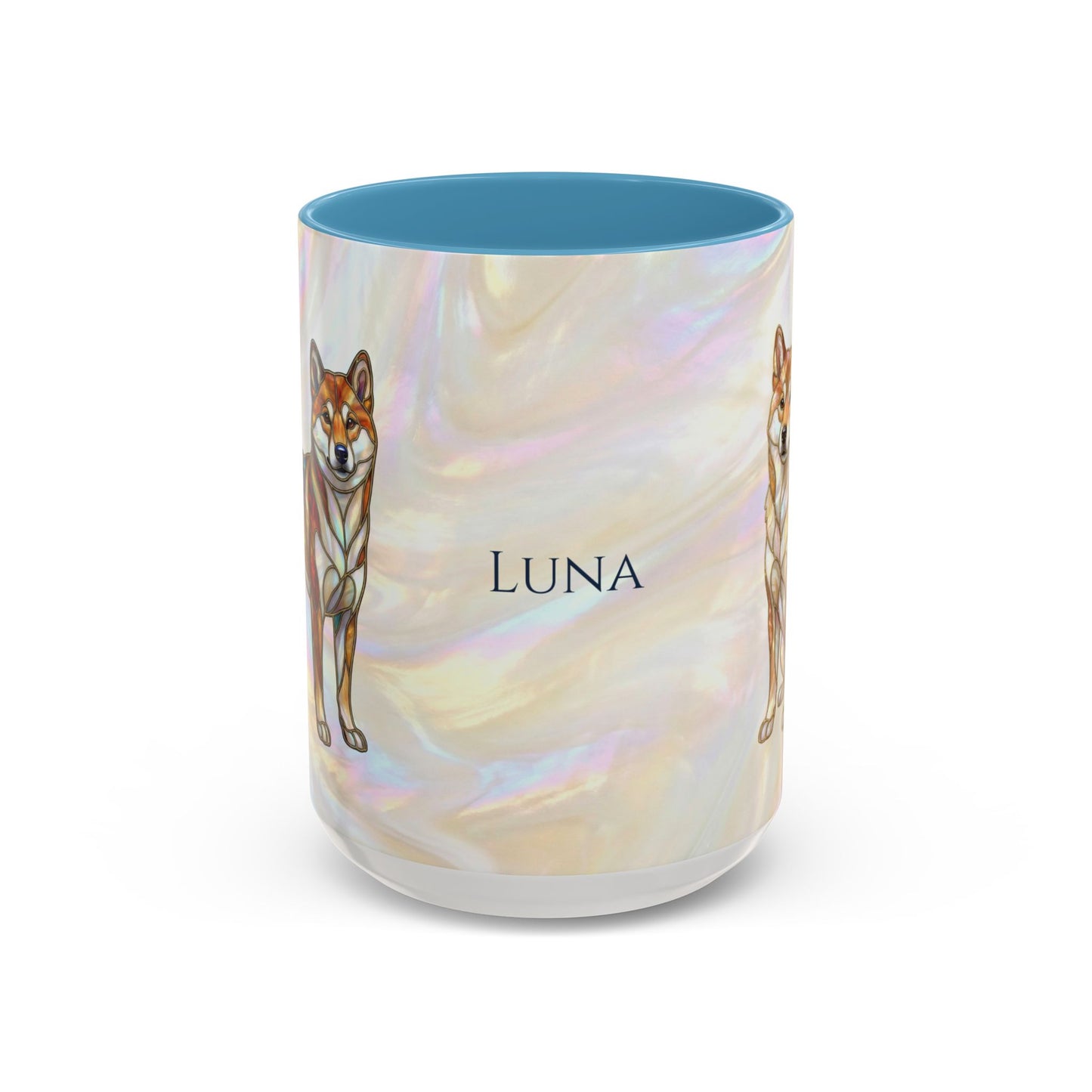 Shiba Inu Accent Coffee Mug – Stained Glass Design 11/15oz - 14646