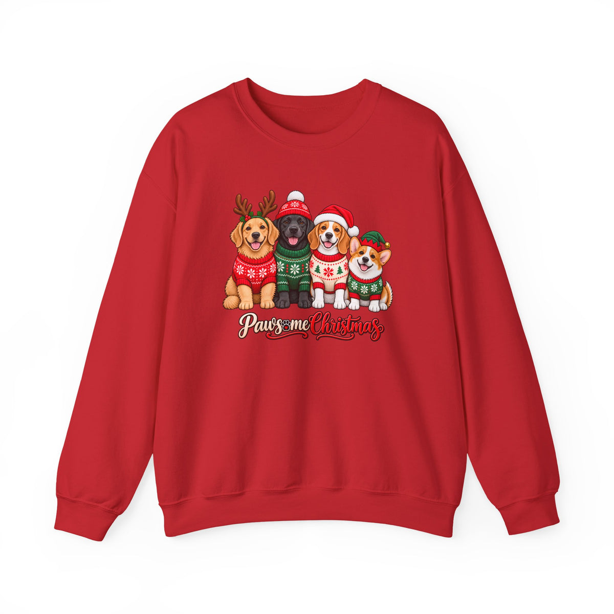 Pawsome Christmas Sweatshirt,  Cute Festive Dogs Crewneck - 14558