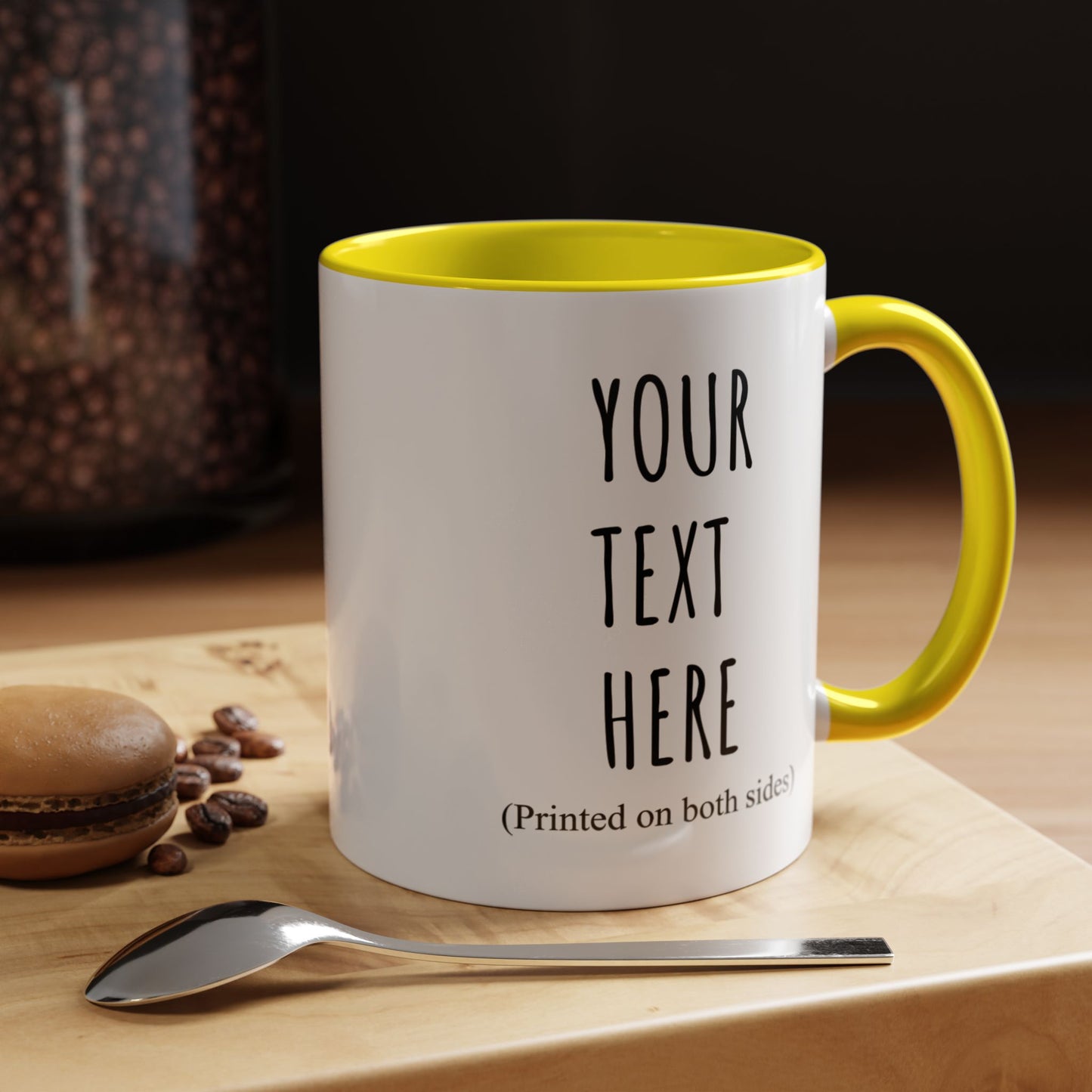 Personalized Accent Coffee Mug – Custom Text Printed Both Sides (11oz & 15oz) - 14676