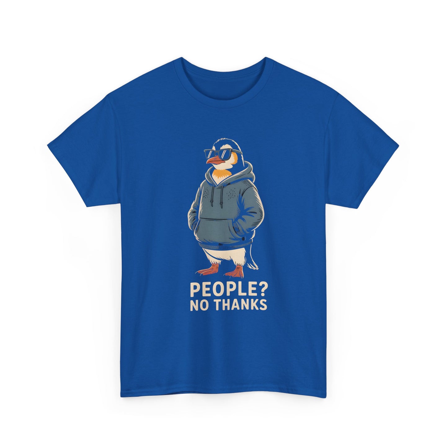 Funny Penguin T-Shirt – “People? No Thanks” Introvert Anti-Social Humor Tee Gift - 14847