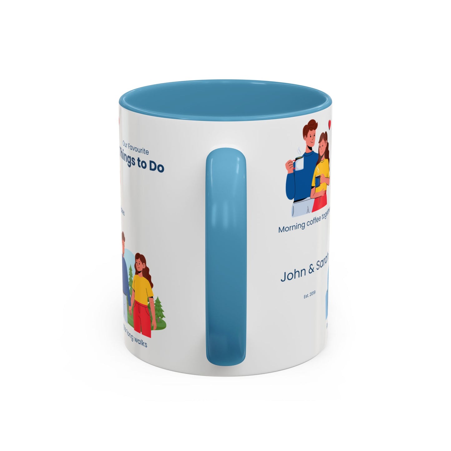Our Favorite Things to Do Valentine’s Mug – Cozy Couples Illustrated Accent Coffee Mug - 14704