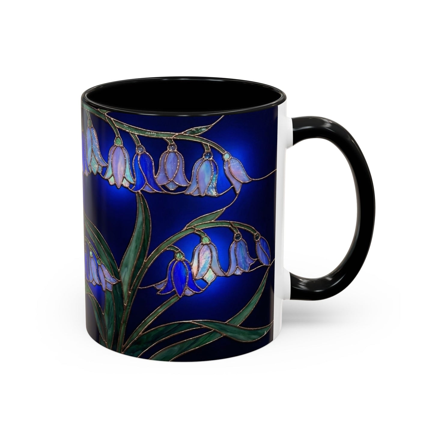 Bluebell Floral Coffee Mug – Stained Glass Design (11/15oz) - 14548