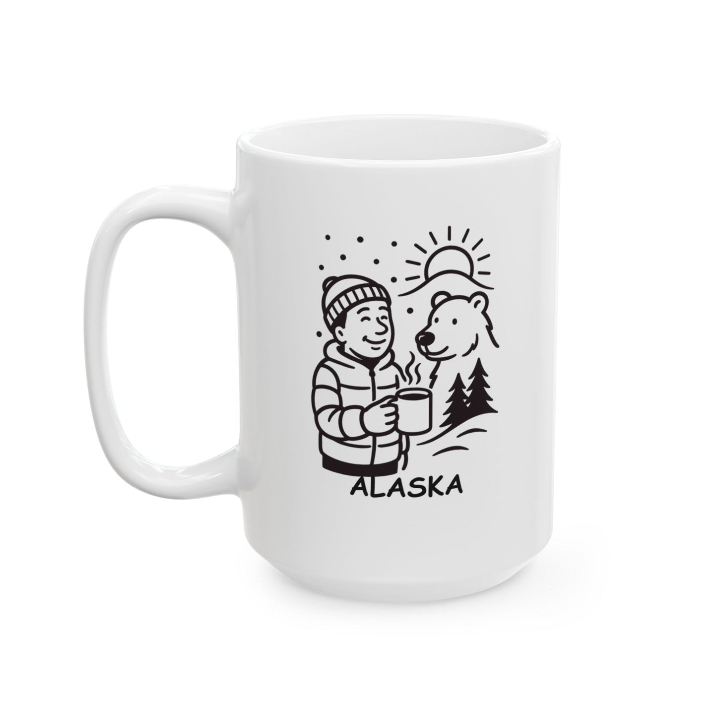 "Alaska: Where the coffee’s always hot, the sunsets are always late, and the bears are always around." Ceramic Mug - 12996