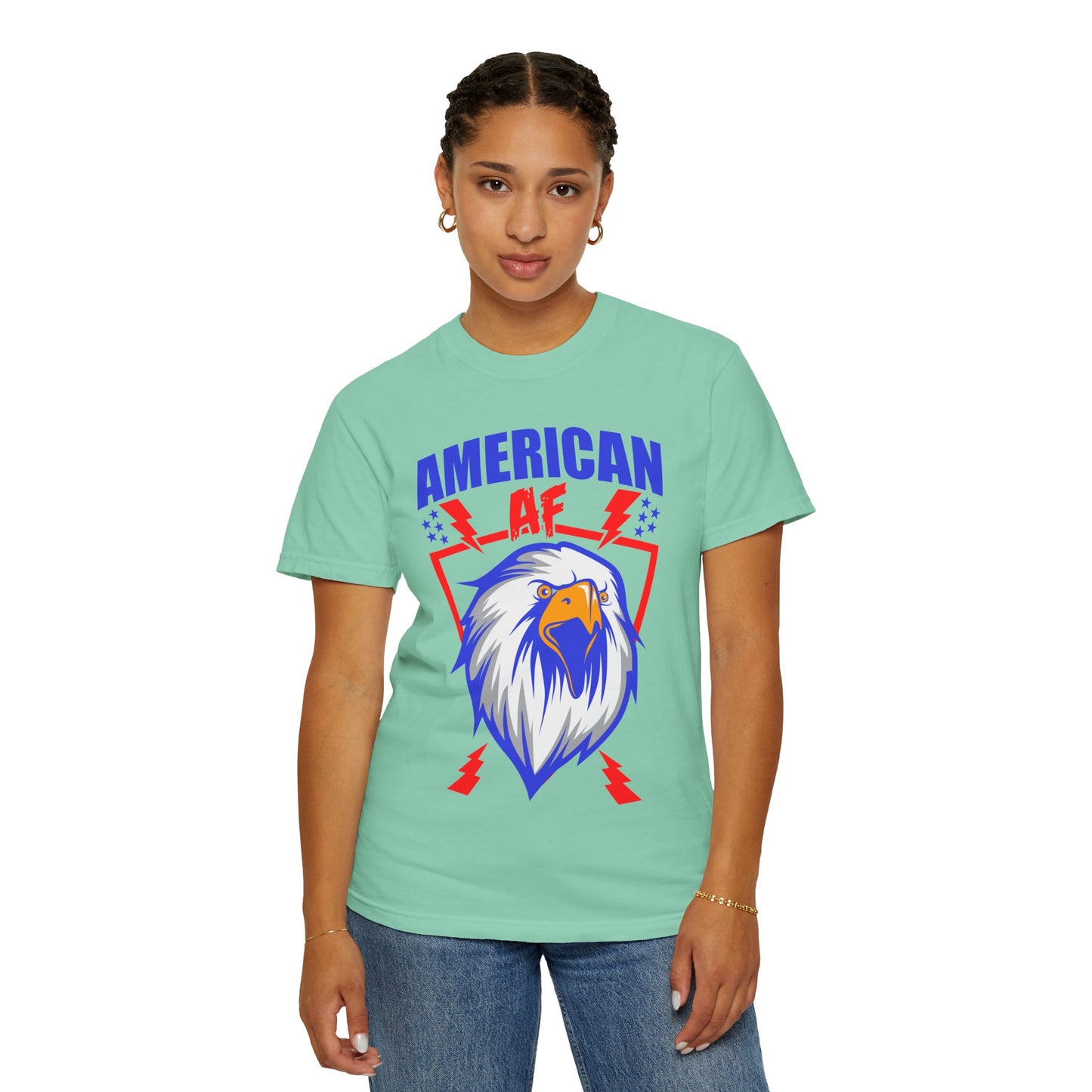 Patriotic Eagle T-Shirt, American AF Graphic Tee, Unisex Tee, 4th of July Shirt, Casual Wear, Gift for Patriots, Summer Style - 13731