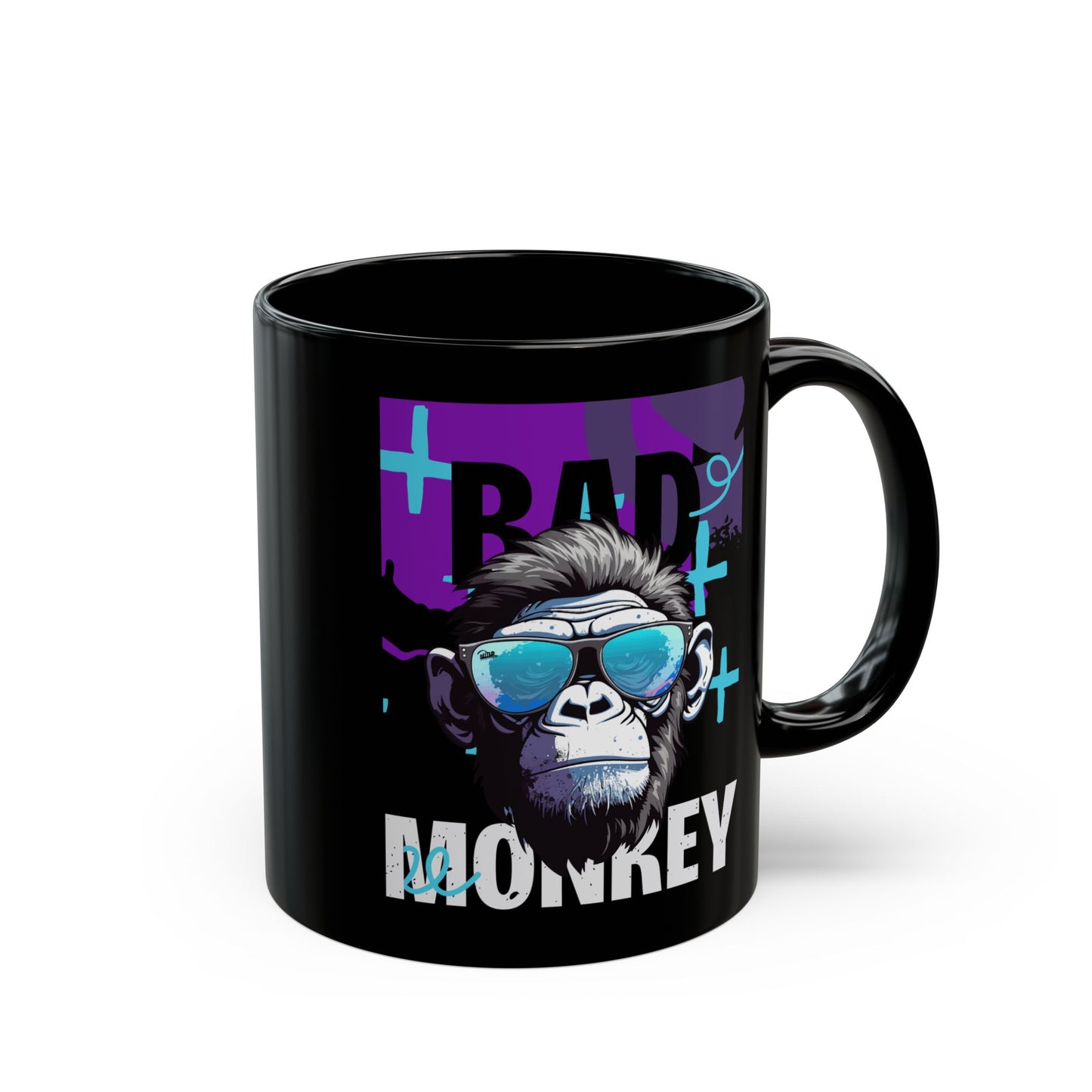 Bad Monkey Black Mug: Fun Coffee Cup for Gift, Black Ceramic Mug, Unique Mug for Animal Lovers, Cool Office Mug - 14081