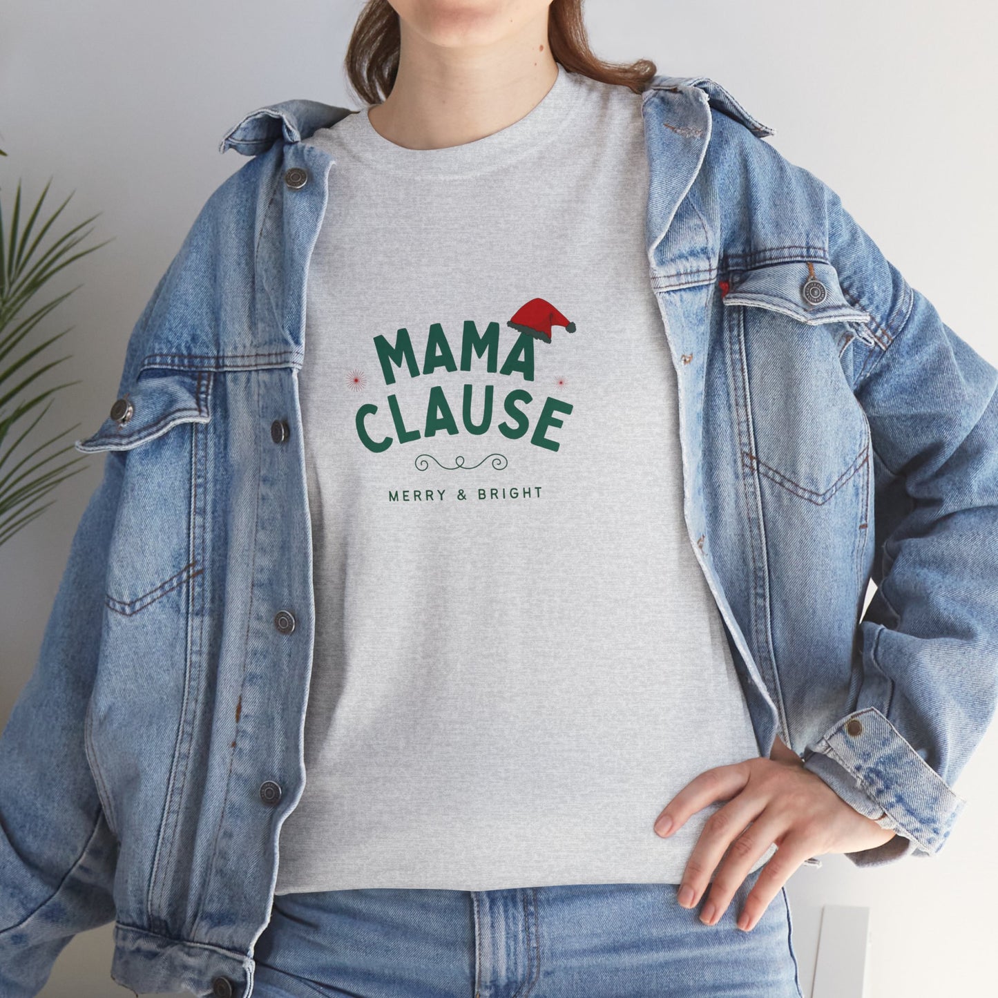 Mama Clause, Merry & Bright - Unisex Heavy Cotton Tee - 10493