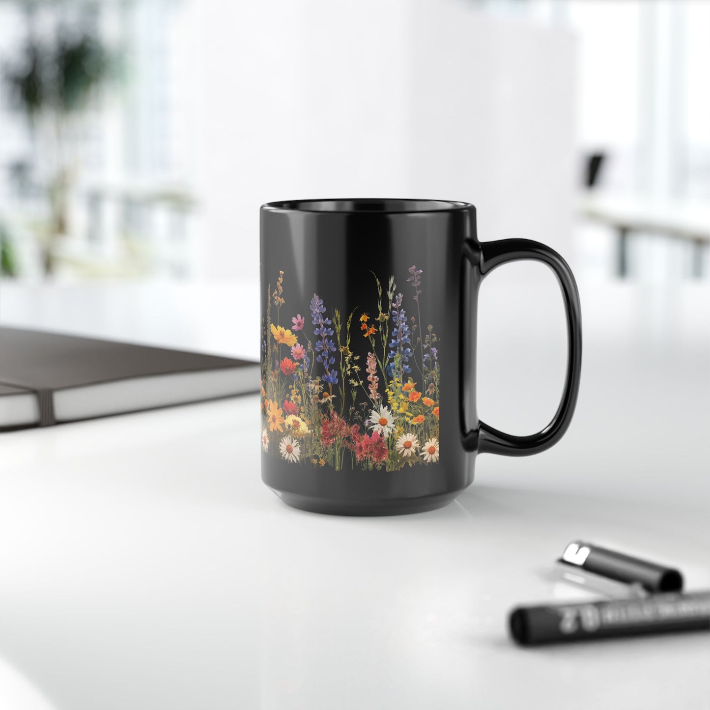 Wildflowers - Ceramic Black Mug (11oz, 15oz) - 10447