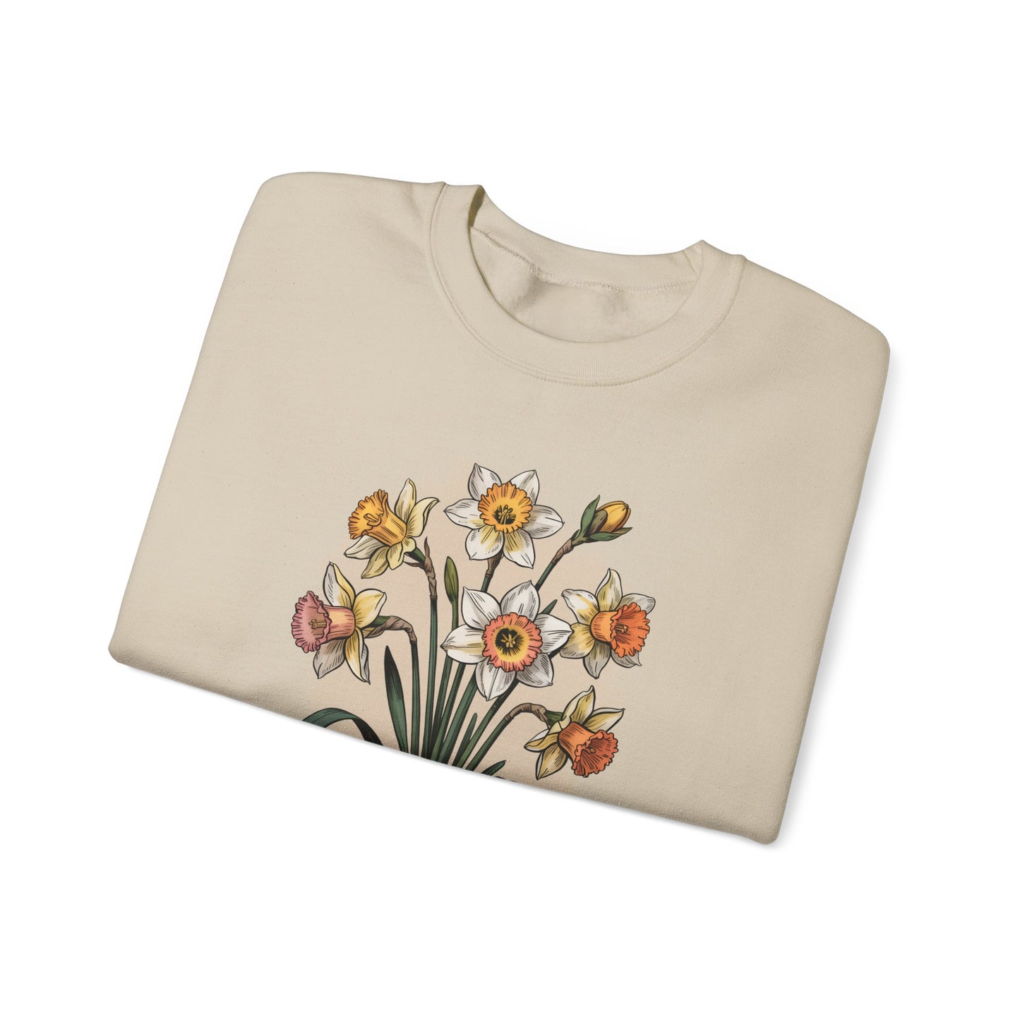 March Birth Flower Daffodil Sweatshirt — Vintage Botanical Floral Crewneck Gift - 14824