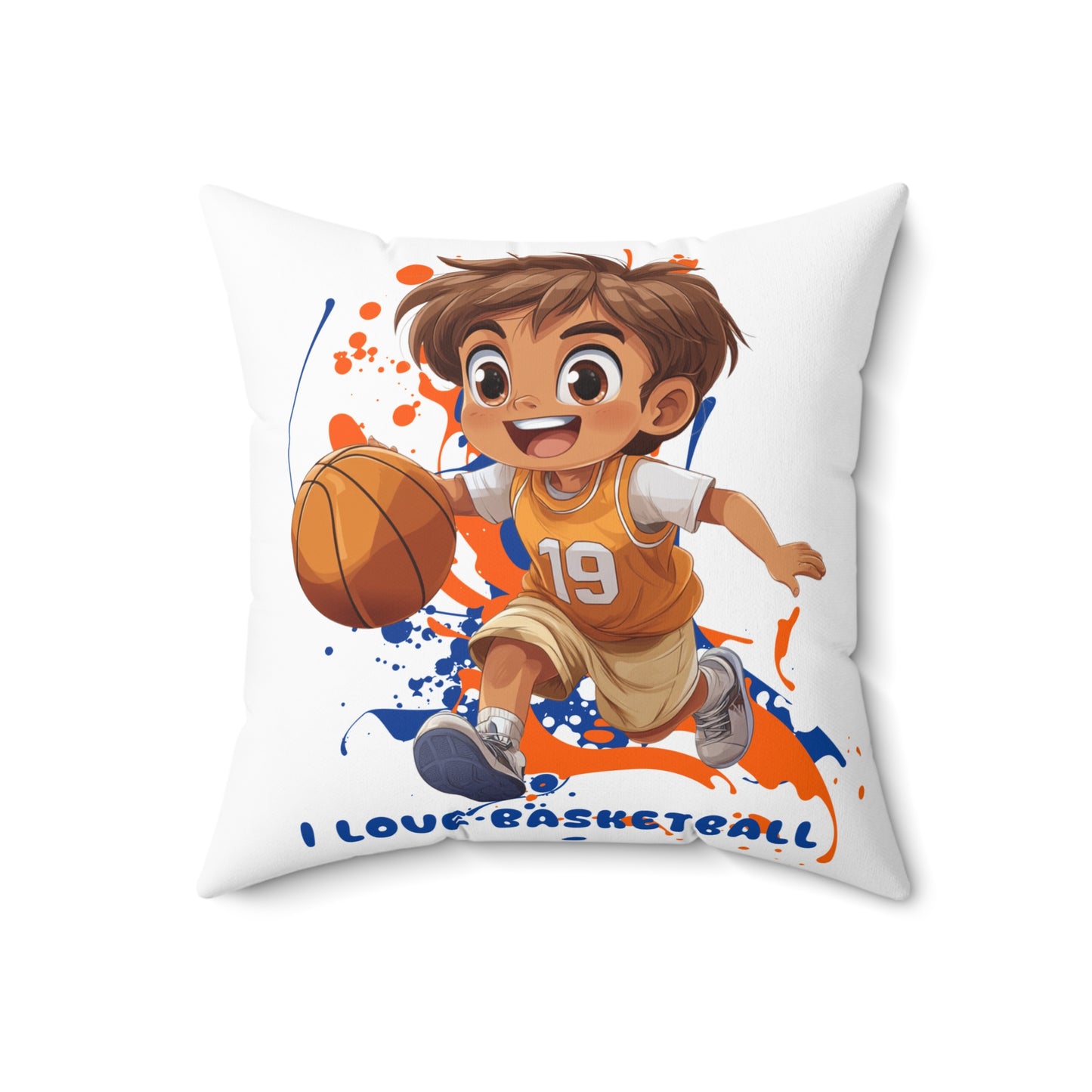 I Love Basketball - Spun Polyester Square Pillow