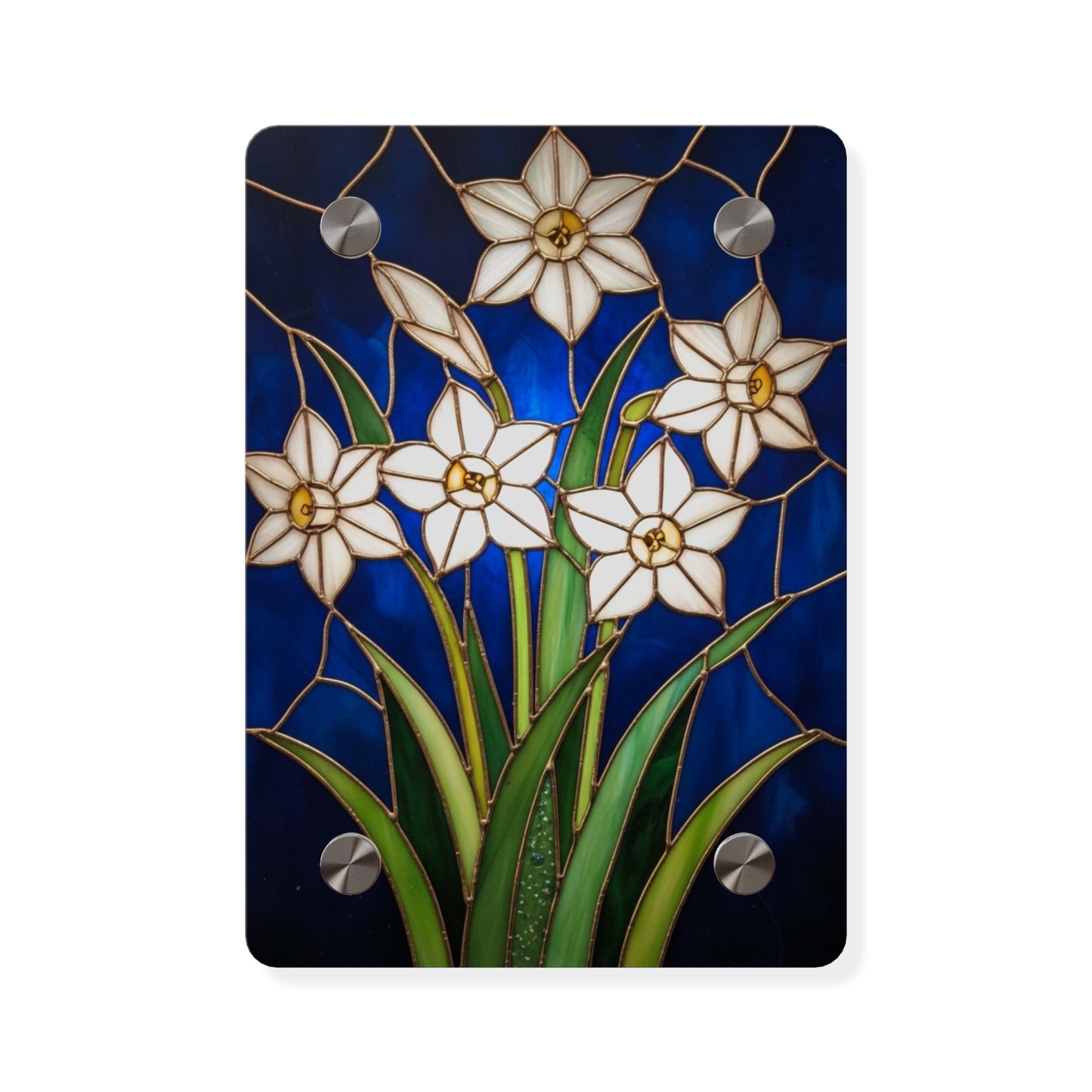 Whitepaper Narcissus Acrylic Wall Art Panel — (Floral Modern Decorative Plaque) - 14598