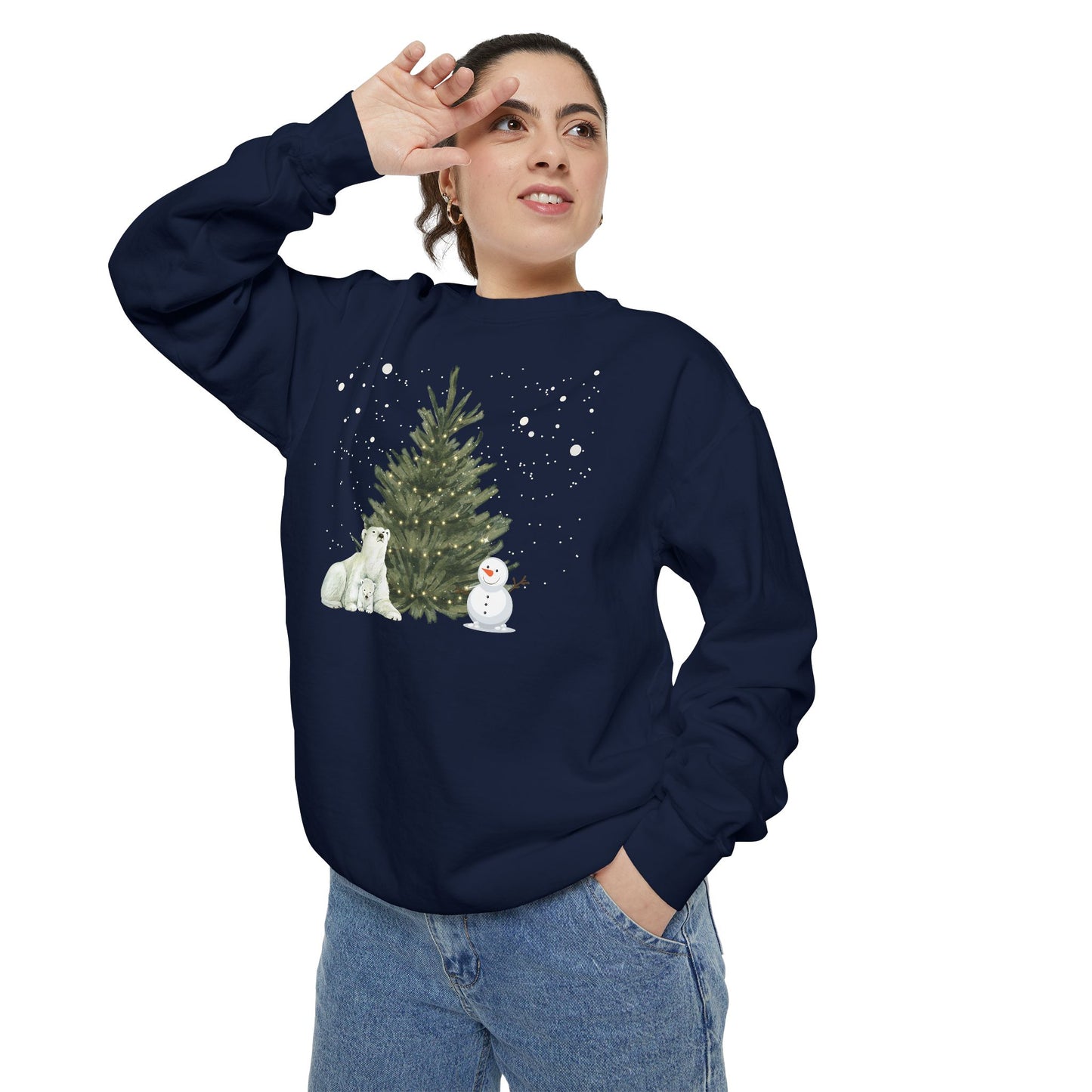 Polar Bear & Snowman - Unisex Garment-Dyed Sweatshirt - 10012