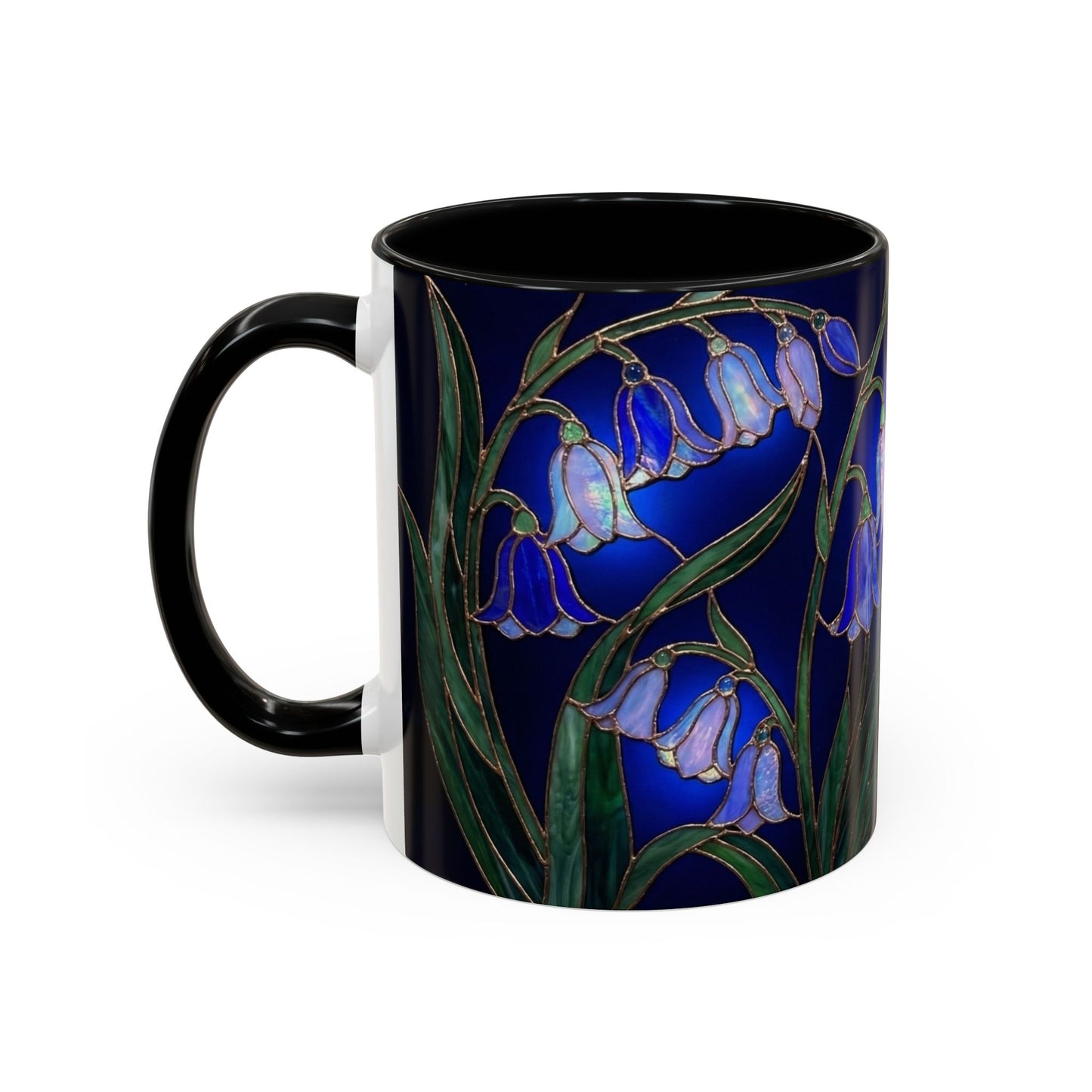 Bluebell Floral Coffee Mug – Stained Glass Design (11/15oz) - 14548