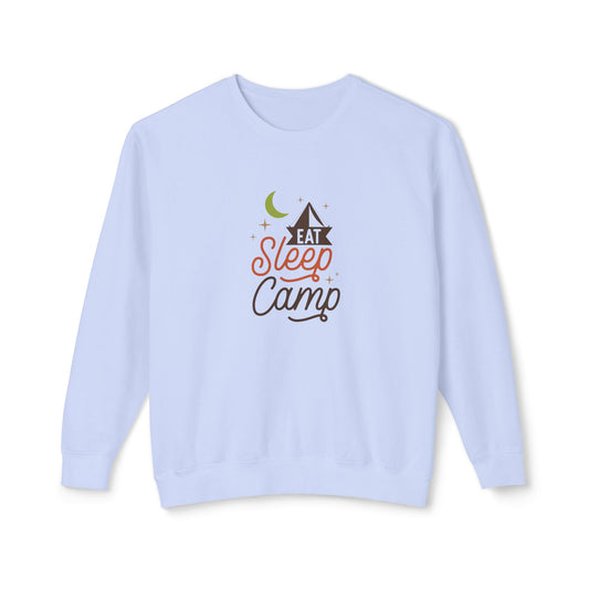 Eat Sleep & Camp - Unisex Lightweight Crewneck Sweatshirt - 10561