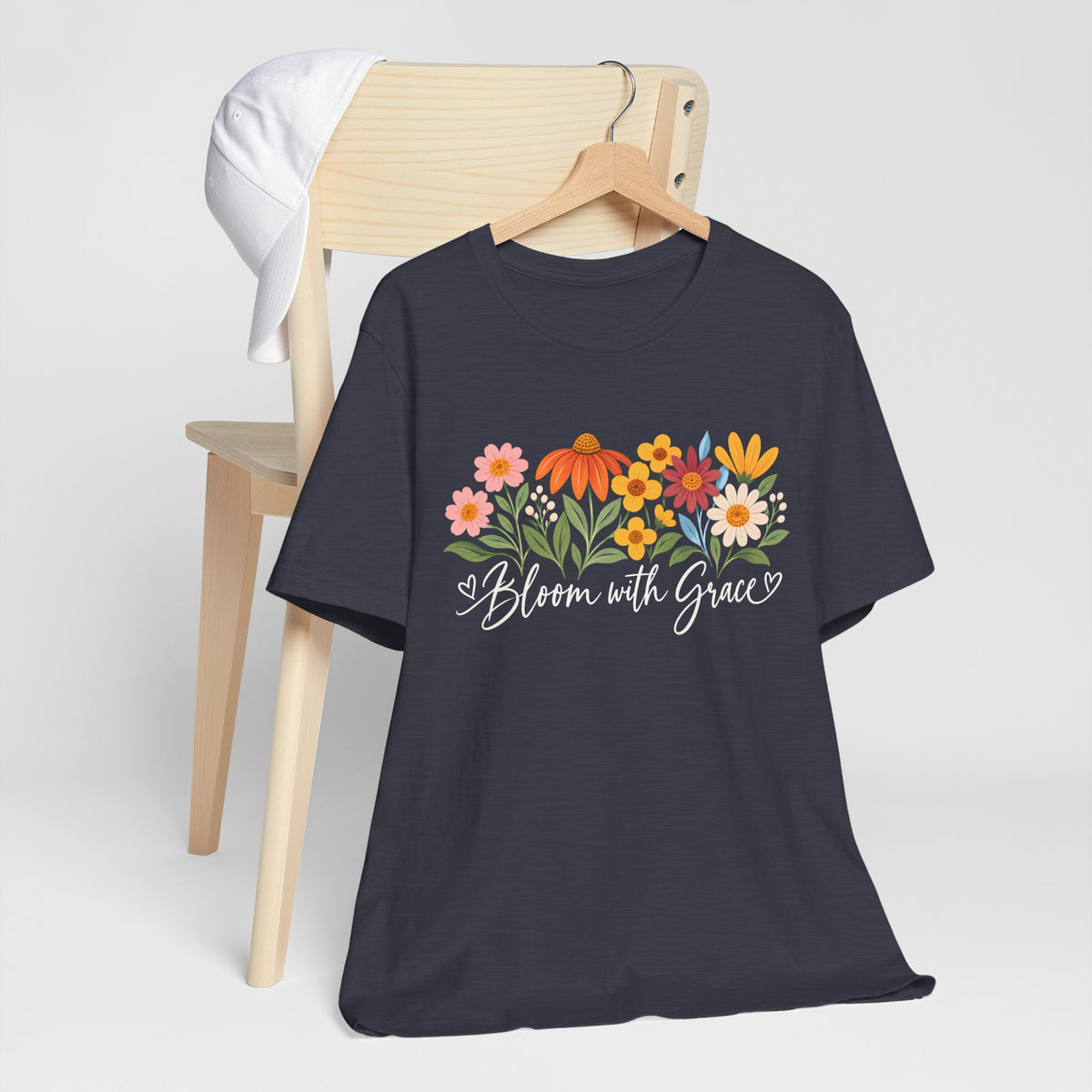 Bloom With Grace Floral T-Shirt, Women’s Inspirational Flower Tee - 14983