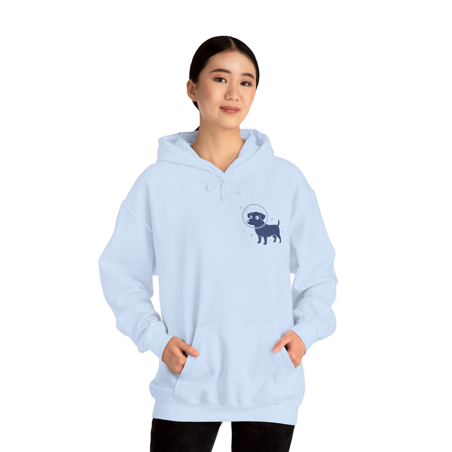 Dog in Space Hoodie – Space Puppy Graphic Hooded Sweatshirt, Unisex Heavy Blend™ - 14679