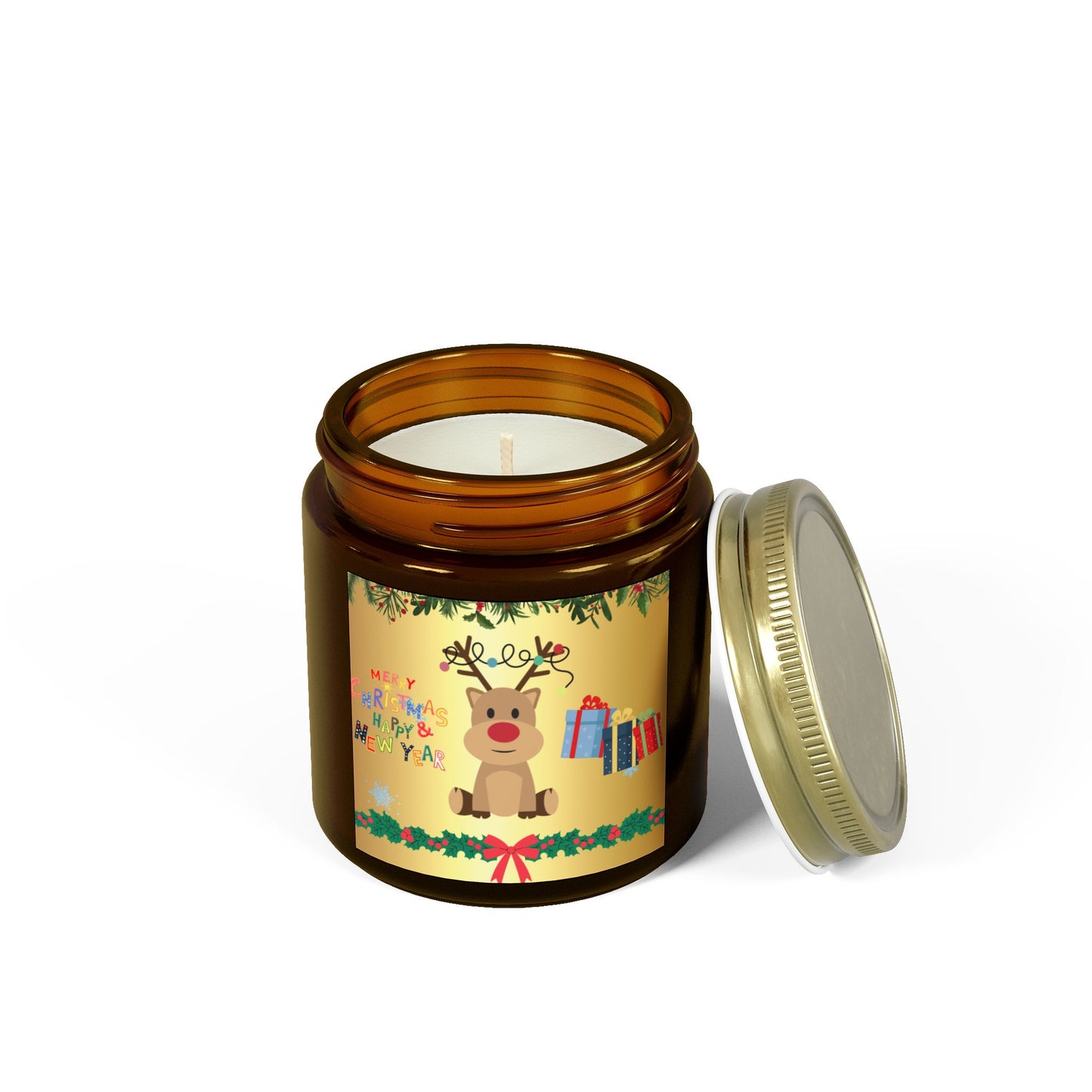 Christmas, Deer - Scented Candles, Coconut Apricot Wax (4oz, 9oz)