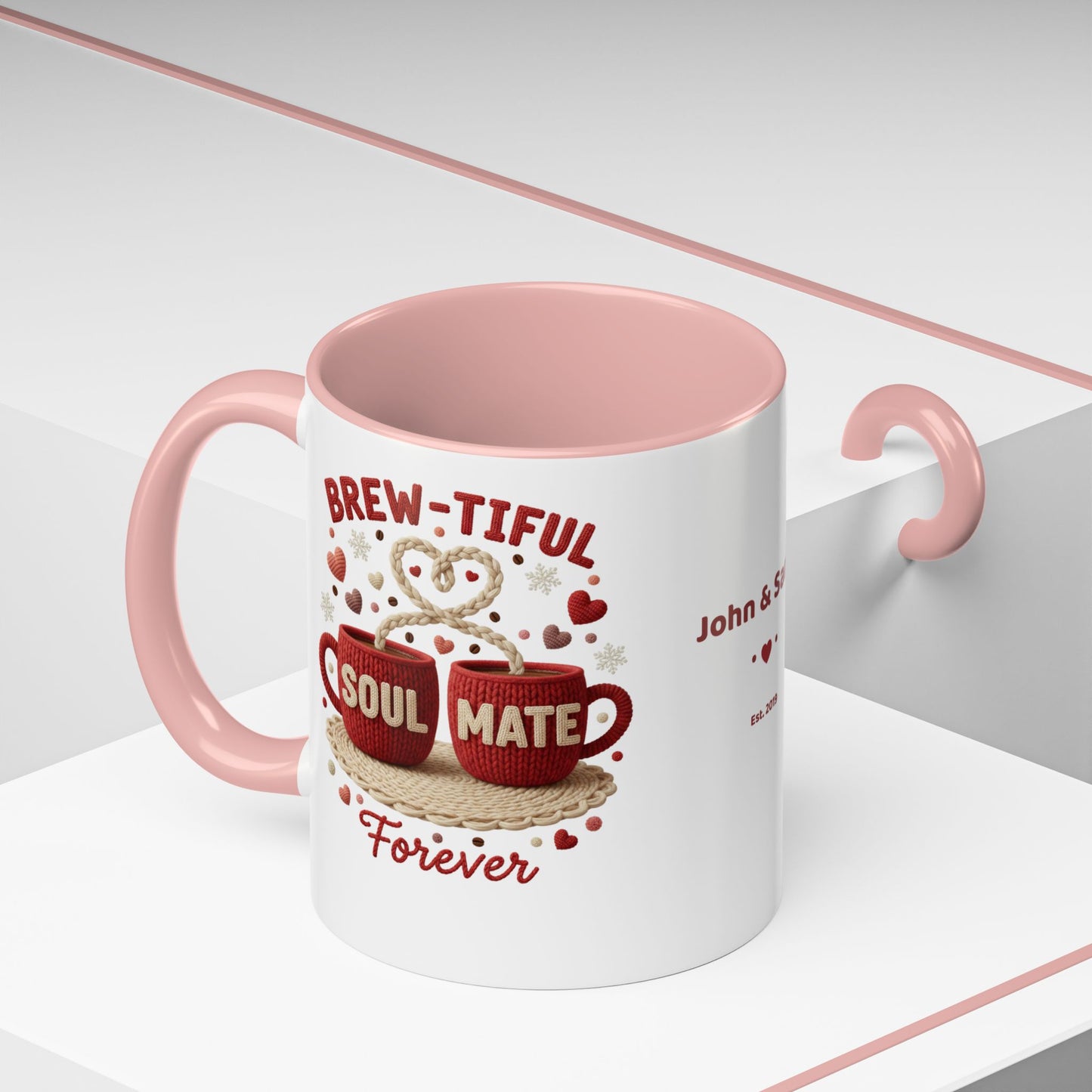 Brew-tiful Soulmates Forever Personalized Mug — Custom Names & Established Date (11oz / 15oz) - 14746