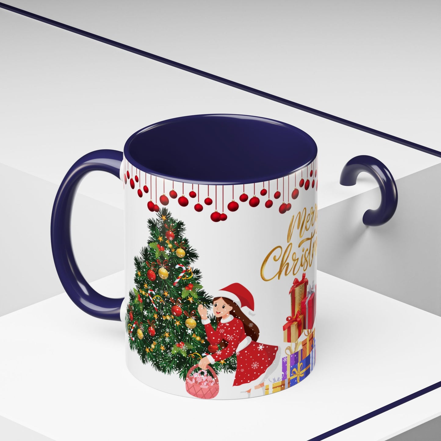 Merry Christmas - Accent Coffee Mug (11, 15oz)