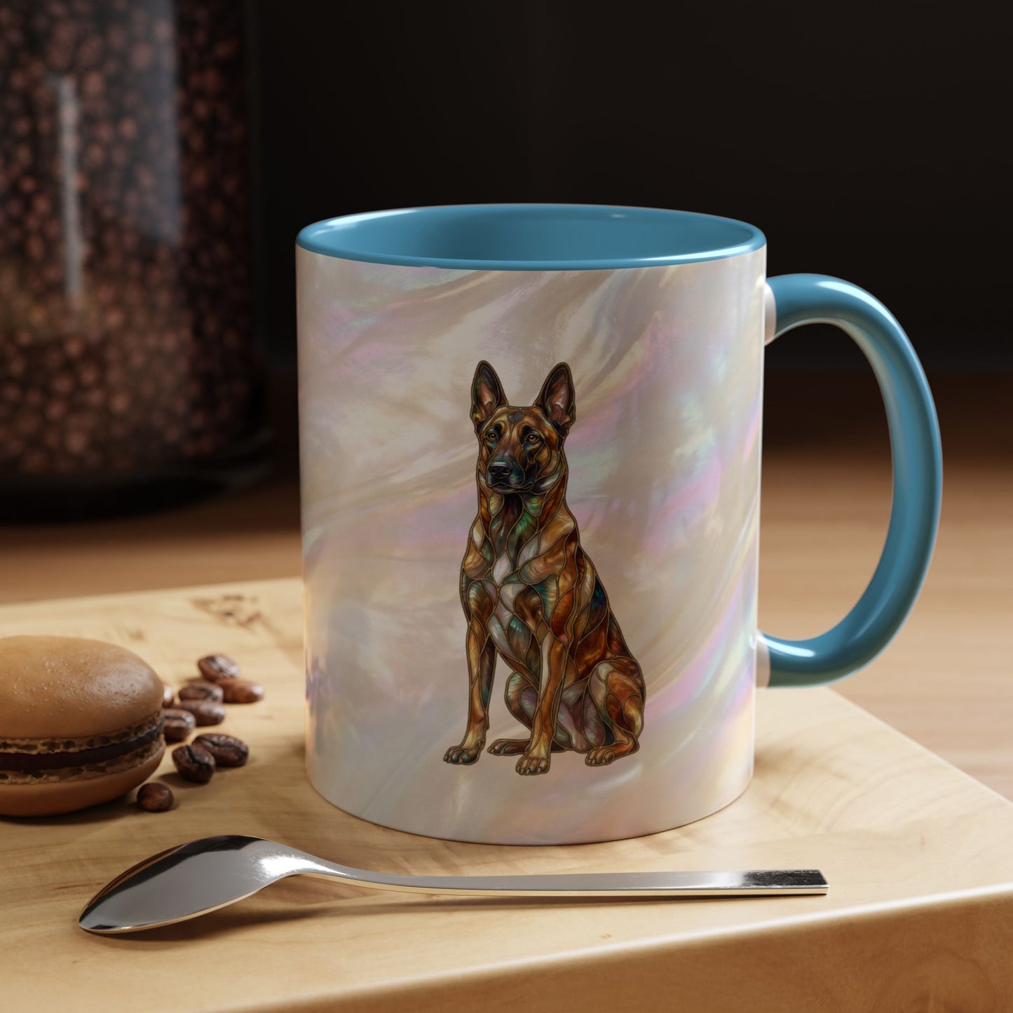 Belgian Malinois Accent Coffee Mug - Stained Glass Design 11oz & 15oz - 14616