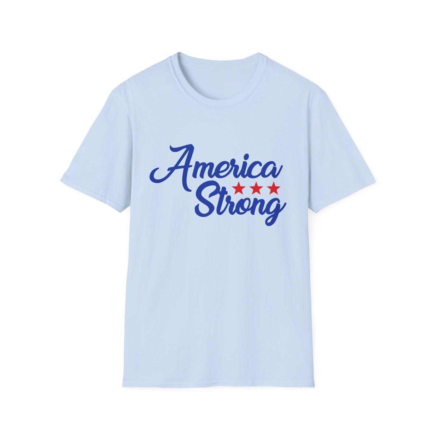 America Strong Unisex Softstyle T-Shirt - Patriotic Tee for BBQs, Memorial Day, 4th of July, Gift for Him/Her, Casual Wear - 13694