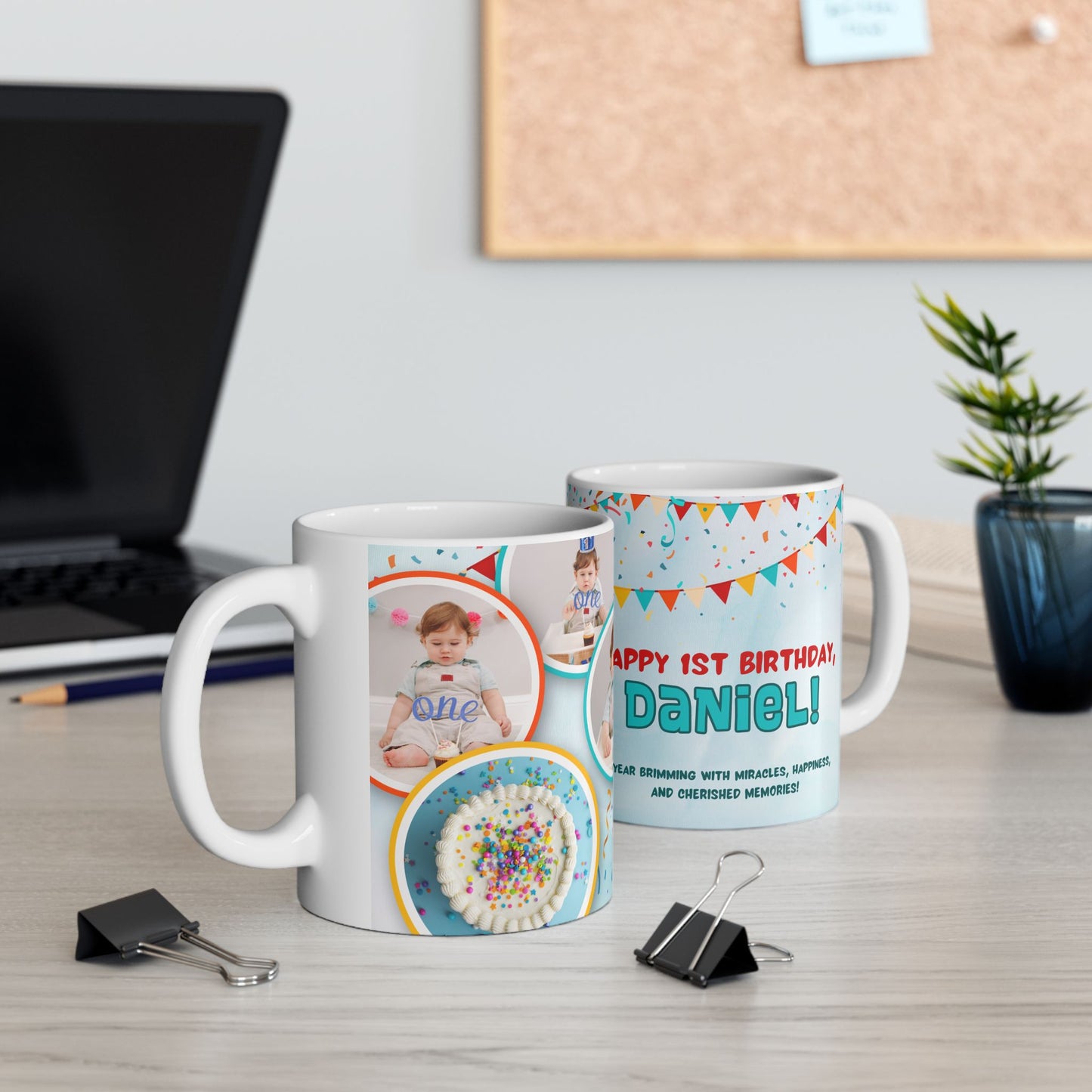 Personalized Birthday Mug, Custom Celebration Cup for Kids, 1st Birthday Gift, Party Favor, Photo Mug - 13996
