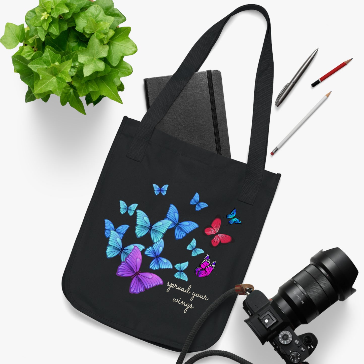 Butterfly, Spread Your Wings - Organic Canvas Tote Bag - 10186