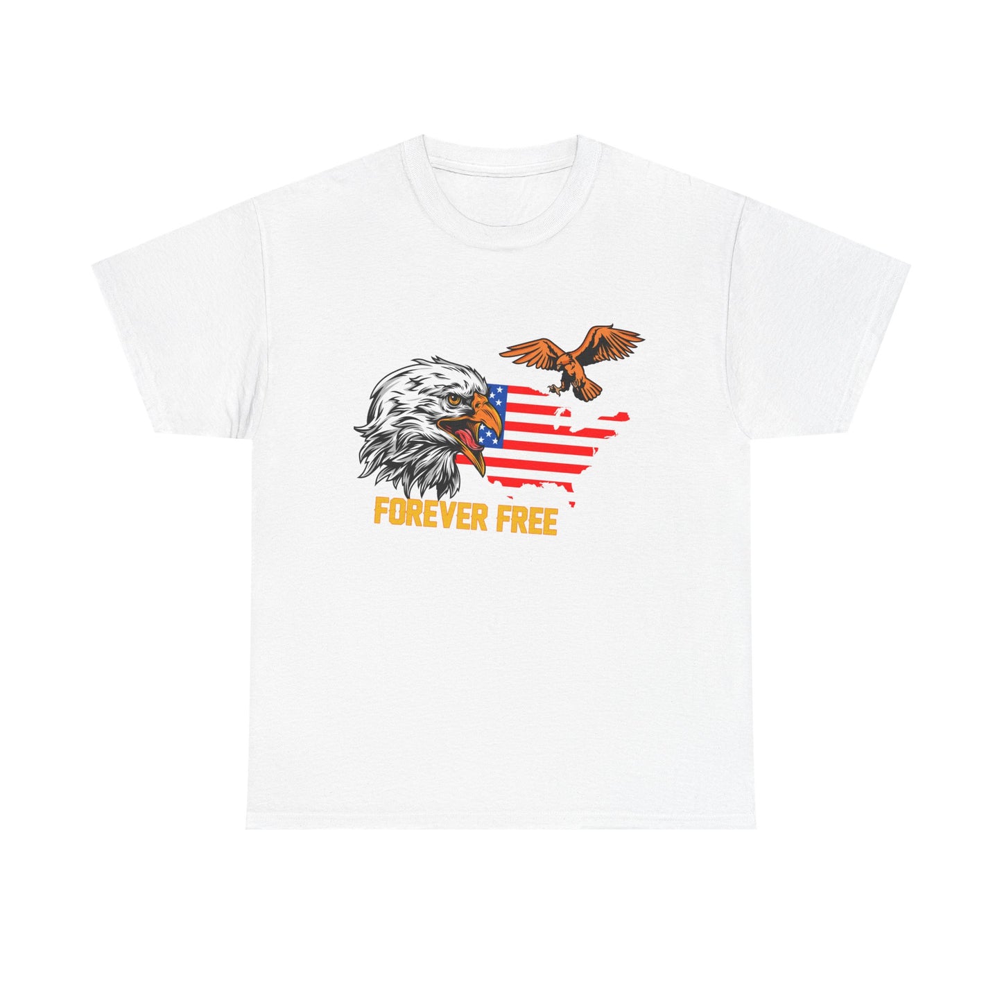 Unisex Heavy Cotton Tee with "Forever Free" Design - Perfect for Patriotic Events, July 4th Celebrations, Gifts, Summer Wear, Casual Outfits - 13692
