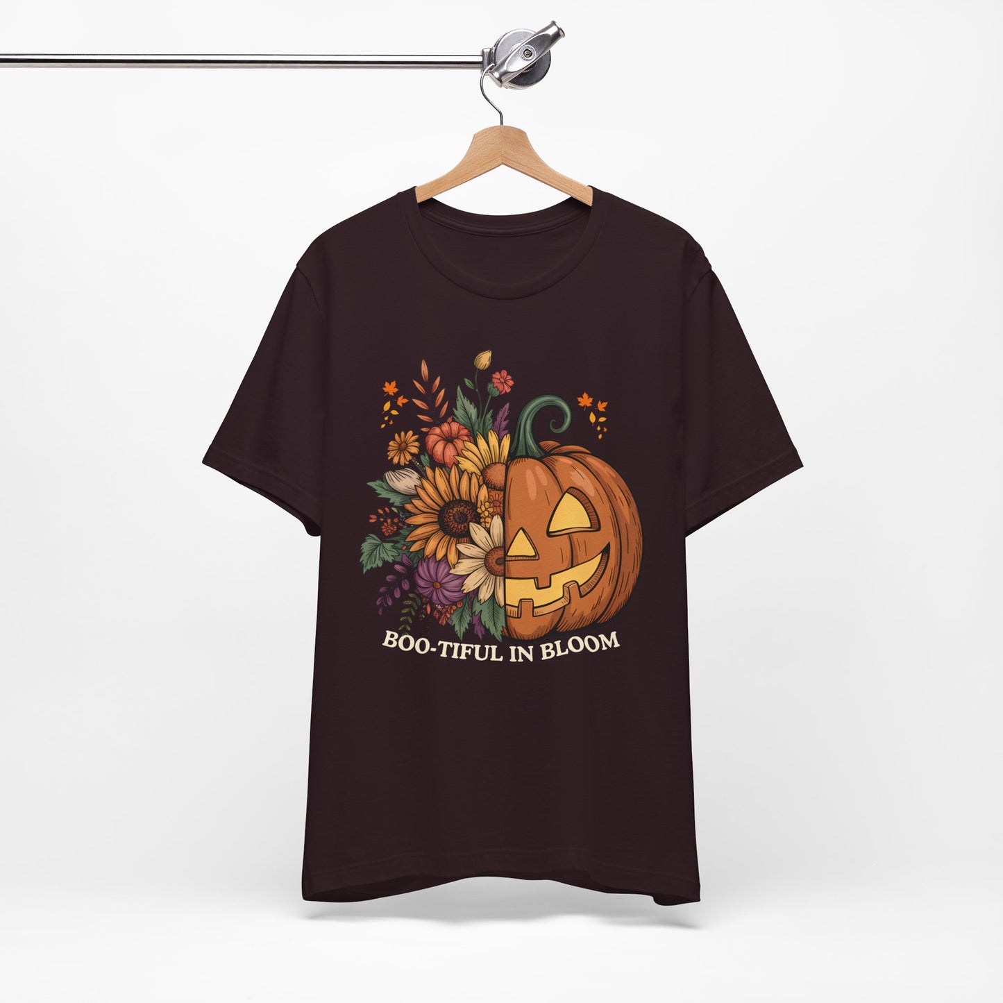 Boo-tiful in Bloom Halloween Pumpkin Floral T-Shirt — Fall Graphic Tee - 14925