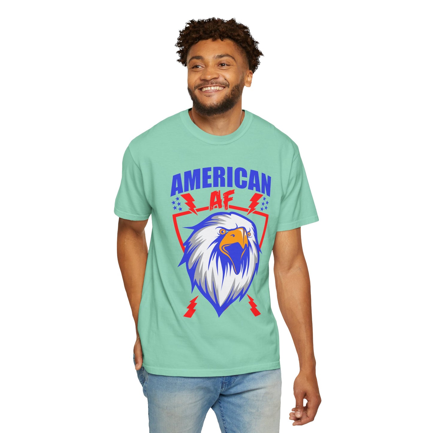Patriotic Eagle T-Shirt, American AF Graphic Tee, Unisex Tee, 4th of July Shirt, Casual Wear, Gift for Patriots, Summer Style - 13731