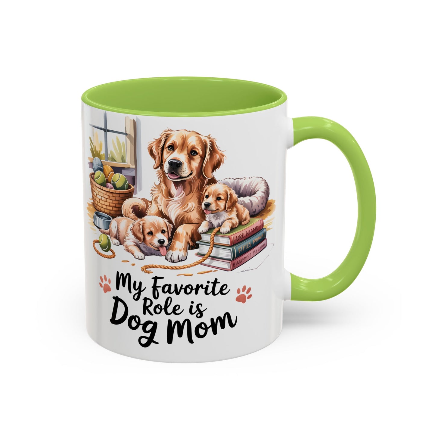 My Favorite Role is Dog Mom Mug – Cute Golden Retriever & Puppies Gift for Dog Lovers, Pet Mom Coffee Cup (11oz / 15oz) - 14799