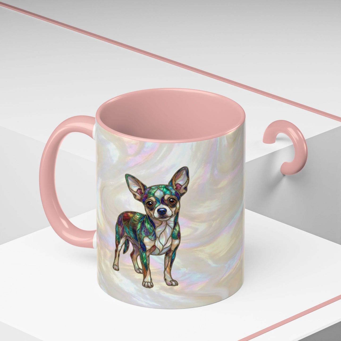 Chihuahua Accent Coffee Mug -Stained Glass Style (11/15oz) - 14625