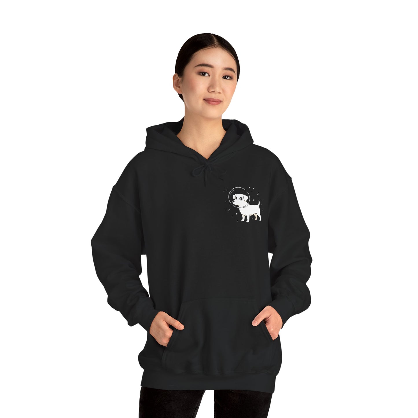 Dog in Space Hoodie – Space Puppy Graphic Hooded Sweatshirt, Unisex Heavy Blend™ - 14679