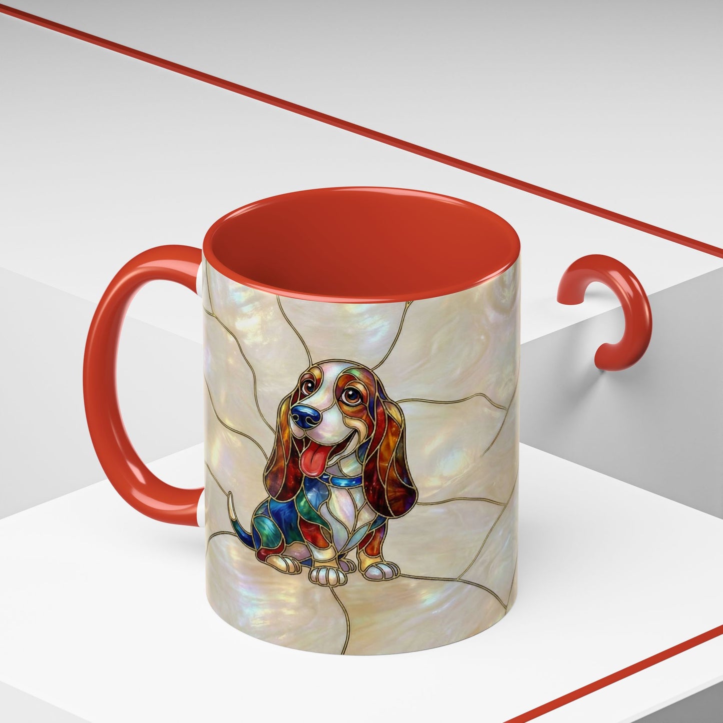 Basset Hound Stained Glass Accent Coffee Mug (11/15oz) - 14520