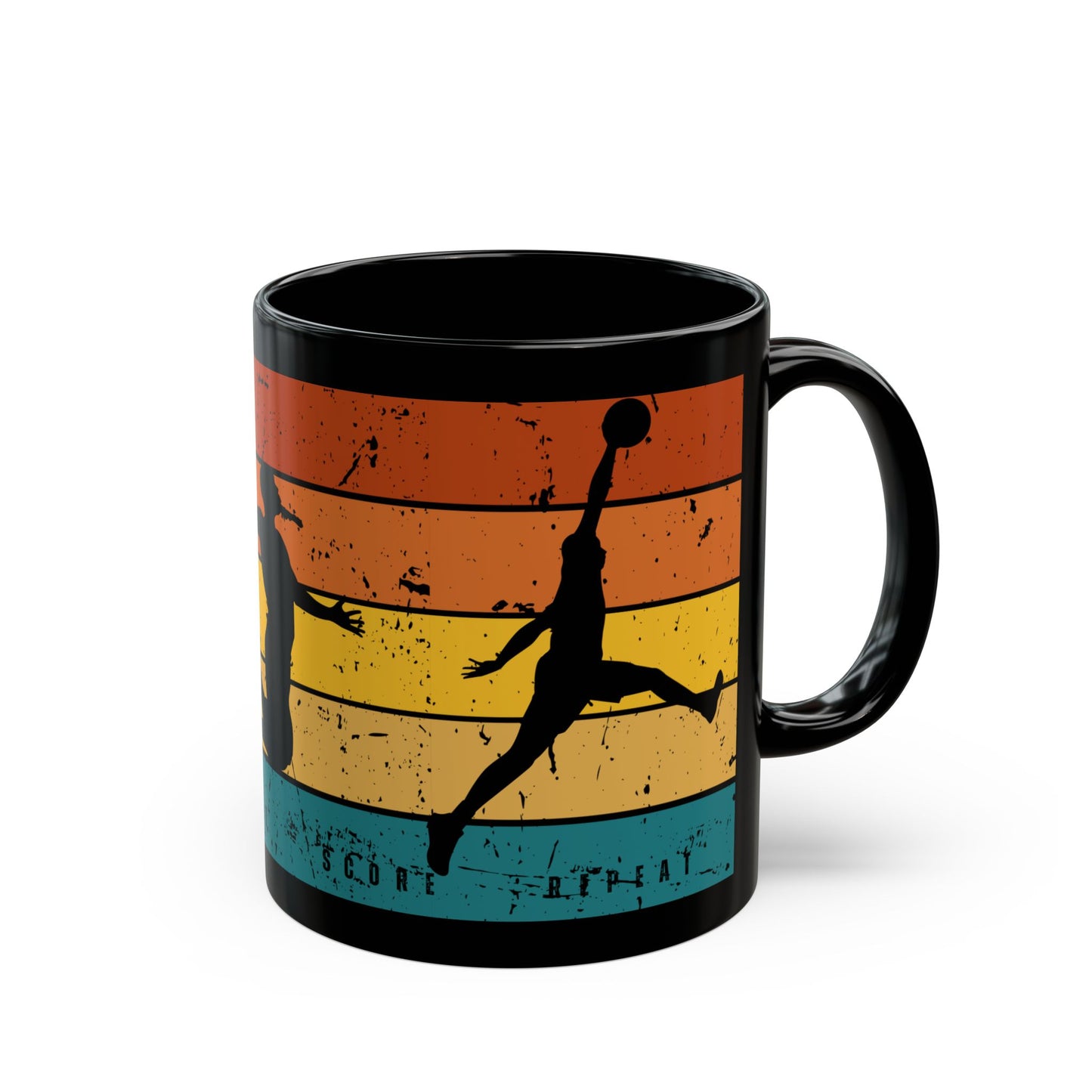 Dribble, Shoot, Score, Repeat - Black Mug (11oz, 15oz) - 10223