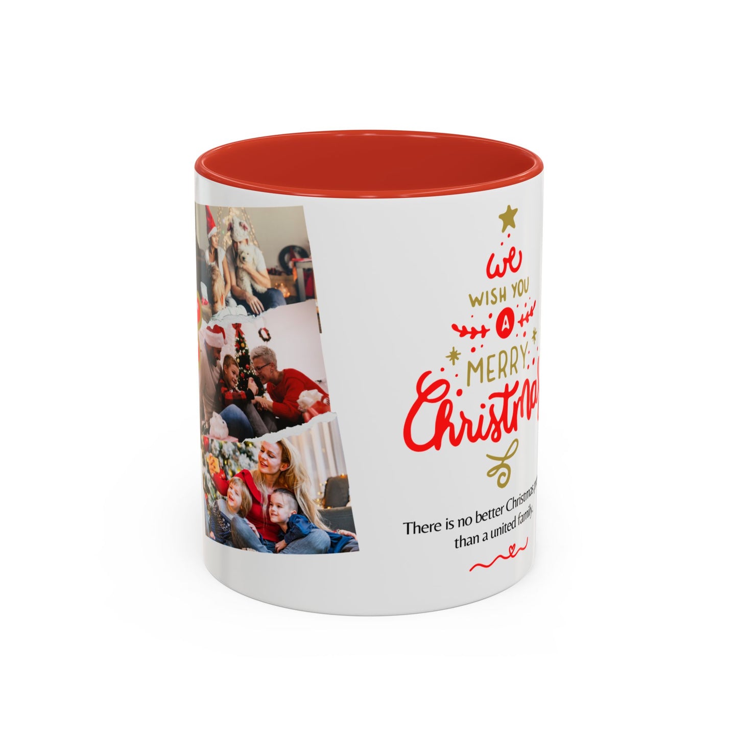 We Wish You a Merry Christmas, Family Photos, Customizable - Accent Coffee Mug (11, 15oz) - 11041