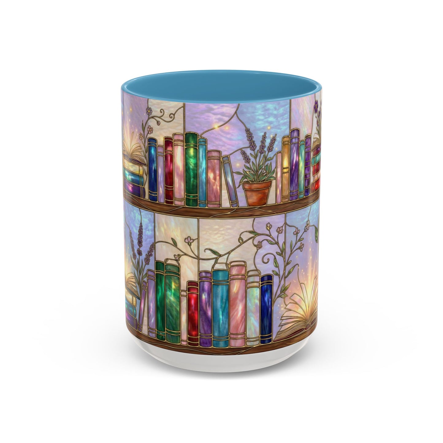 Magic Book Shelf Accent Coffee Mug — Stained Glass Design (11/15 oz) - 14529