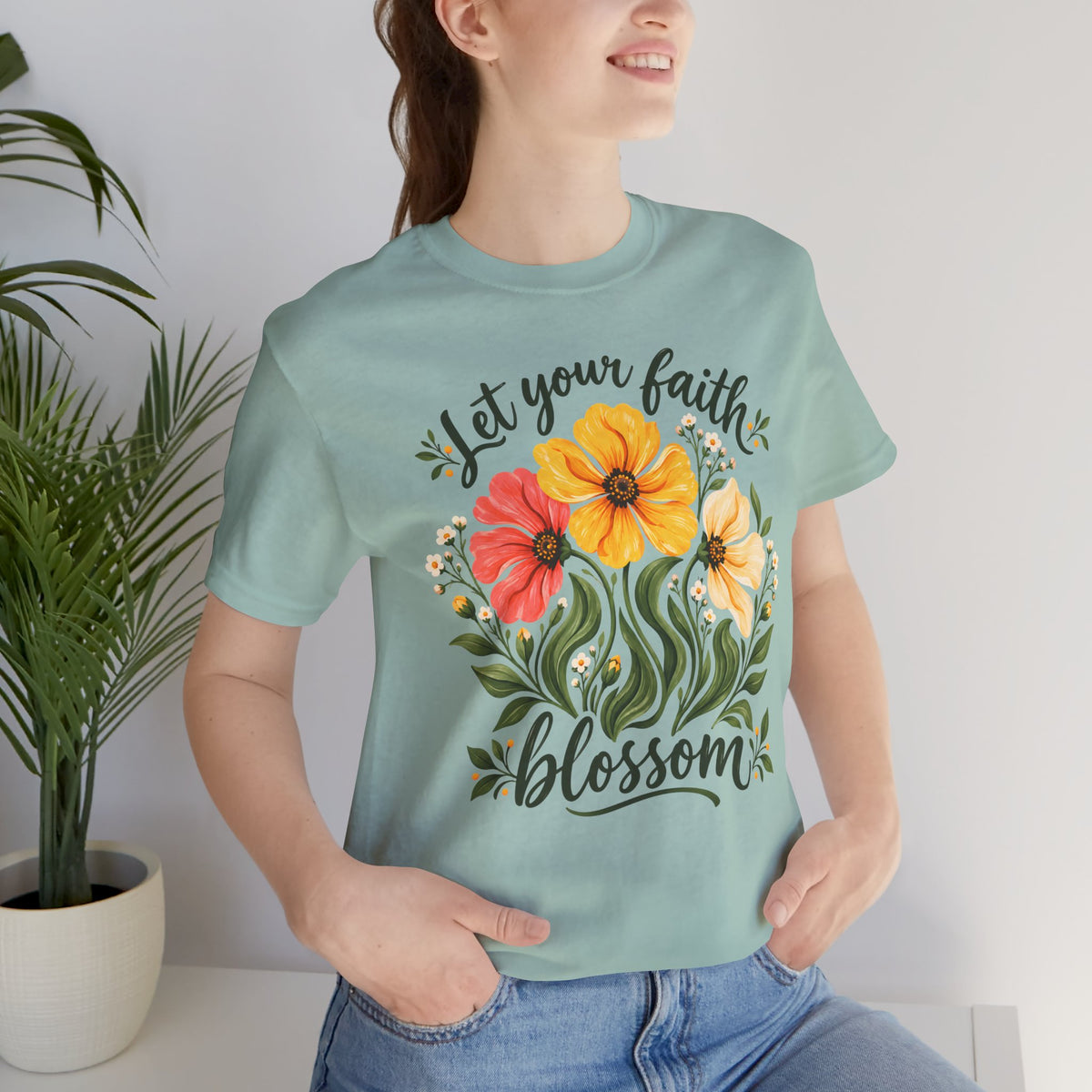Let Your Faith Blossom T-Shirt, Floral Christian Tee - 14506