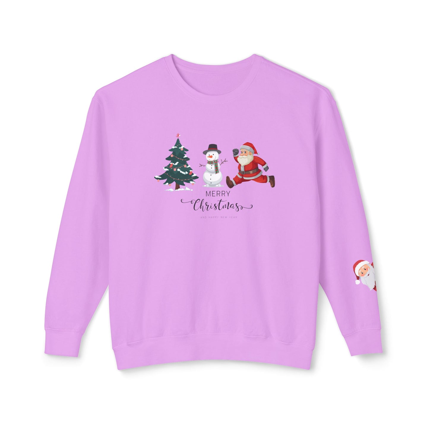 Christmas Tree, Snowman & Santa - Unisex Lightweight Crewneck Sweatshirt - 10392