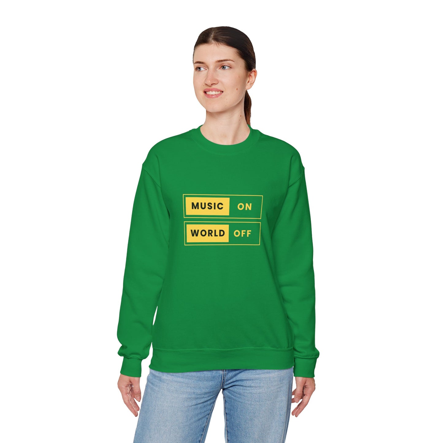 Music On, World Off - Unisex Heavy Blend™ Crewneck Sweatshirt - 10603