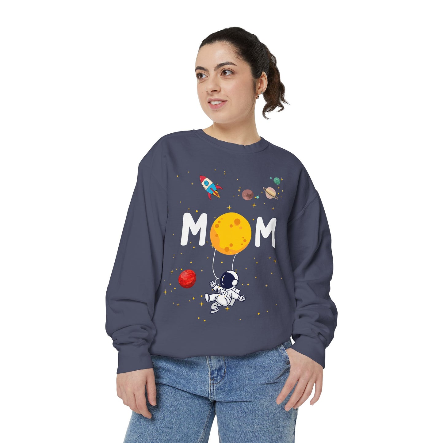 Astronaut Mom Garment-Dyed Sweatshirt | Space-Themed Gift for Mothers - 11838