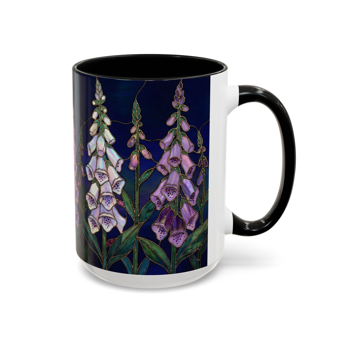 Foxglove Floral Coffee Mug — Stained Glass Design (11/15oz) - 14565