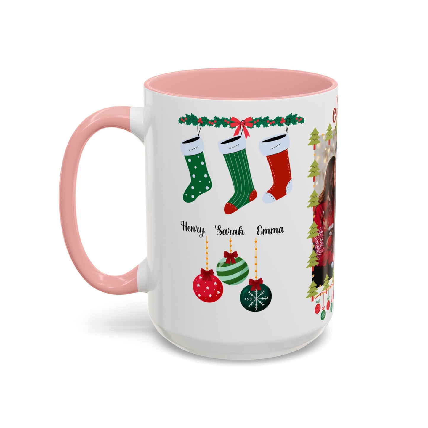 Christmas, Family Photo, Customizable, Accent Coffee Mug (11, 15oz)