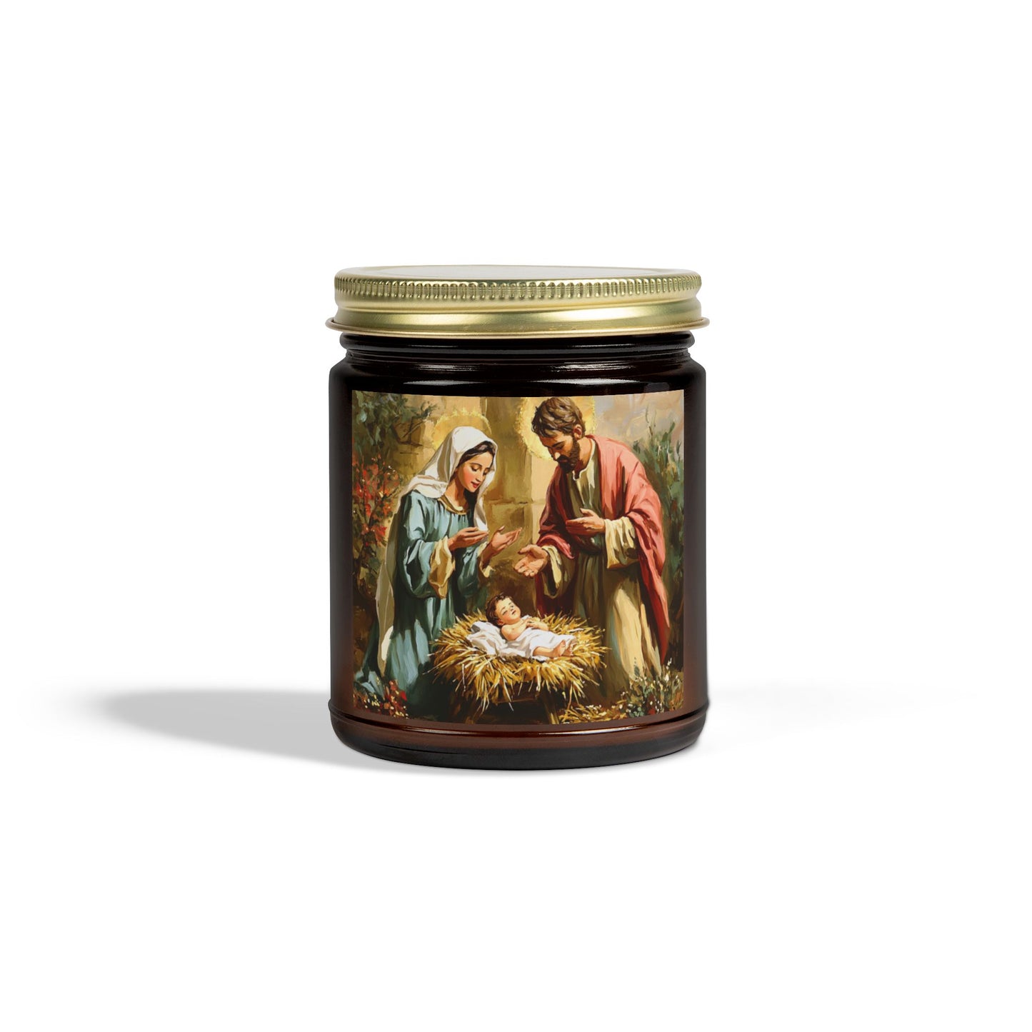 Mary, Joseph &  Baby Jesus- Scented Candles, Coconut Apricot Wax (4oz, 9oz) - 10387