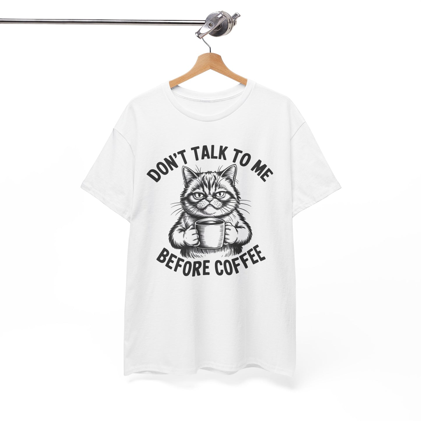 Funny Cat Coffee T-Shirt – “Don’t Talk To Me Before Coffee” Graphic Tee | Cute Grumpy Cat Shirt Gift - 14842