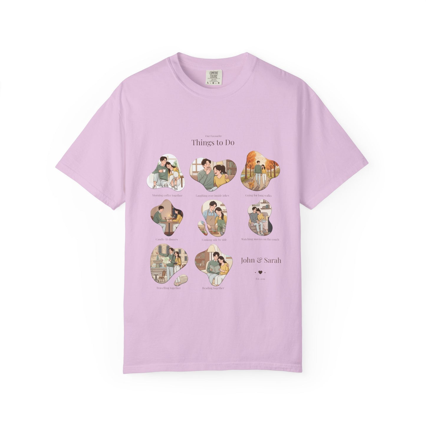 Our Favourite Things to Do Together – Personalised Valentine’s Illustration T-Shirt Gift - 14721