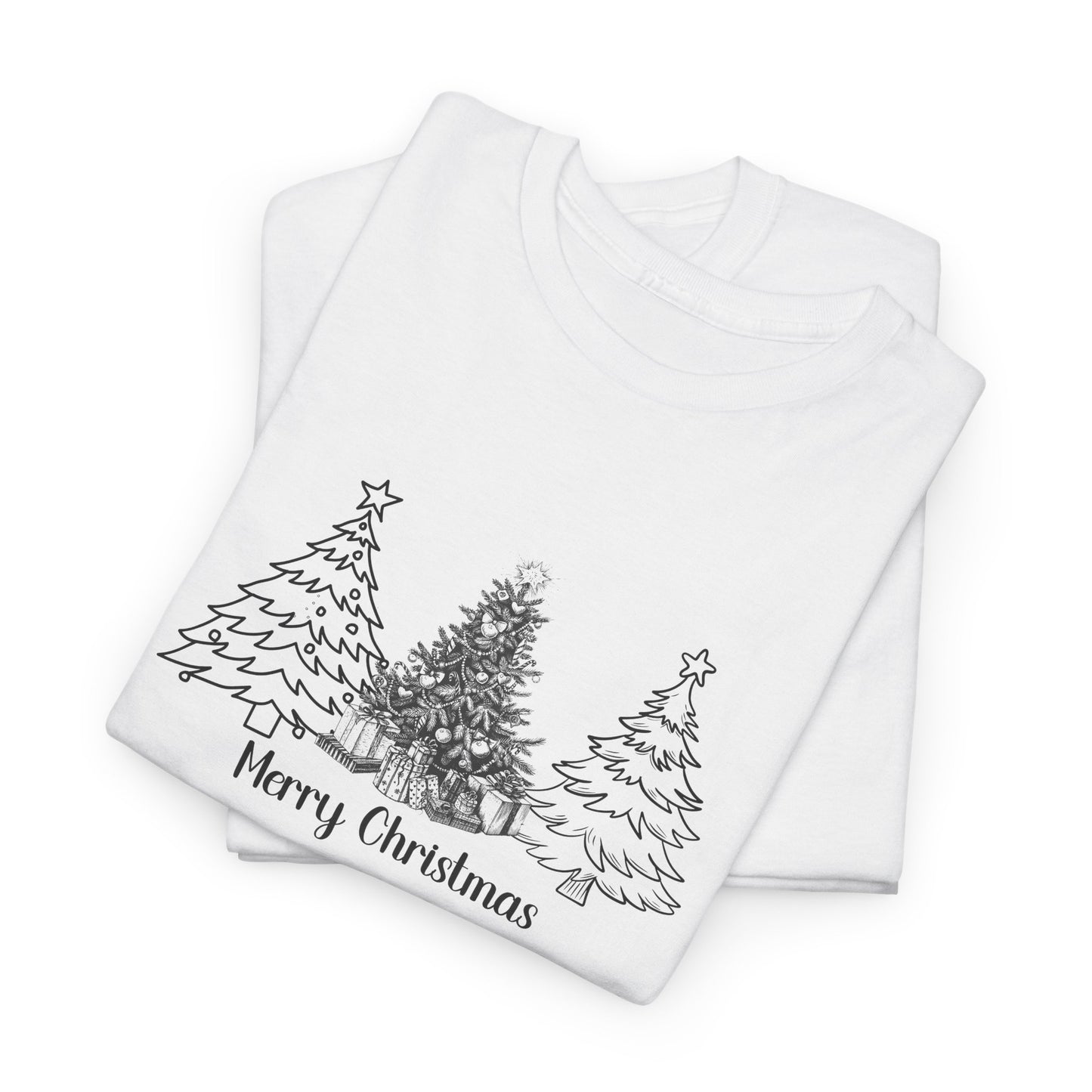 Merry Christmas, Trees - Unisex Heavy Cotton Tee - 10112