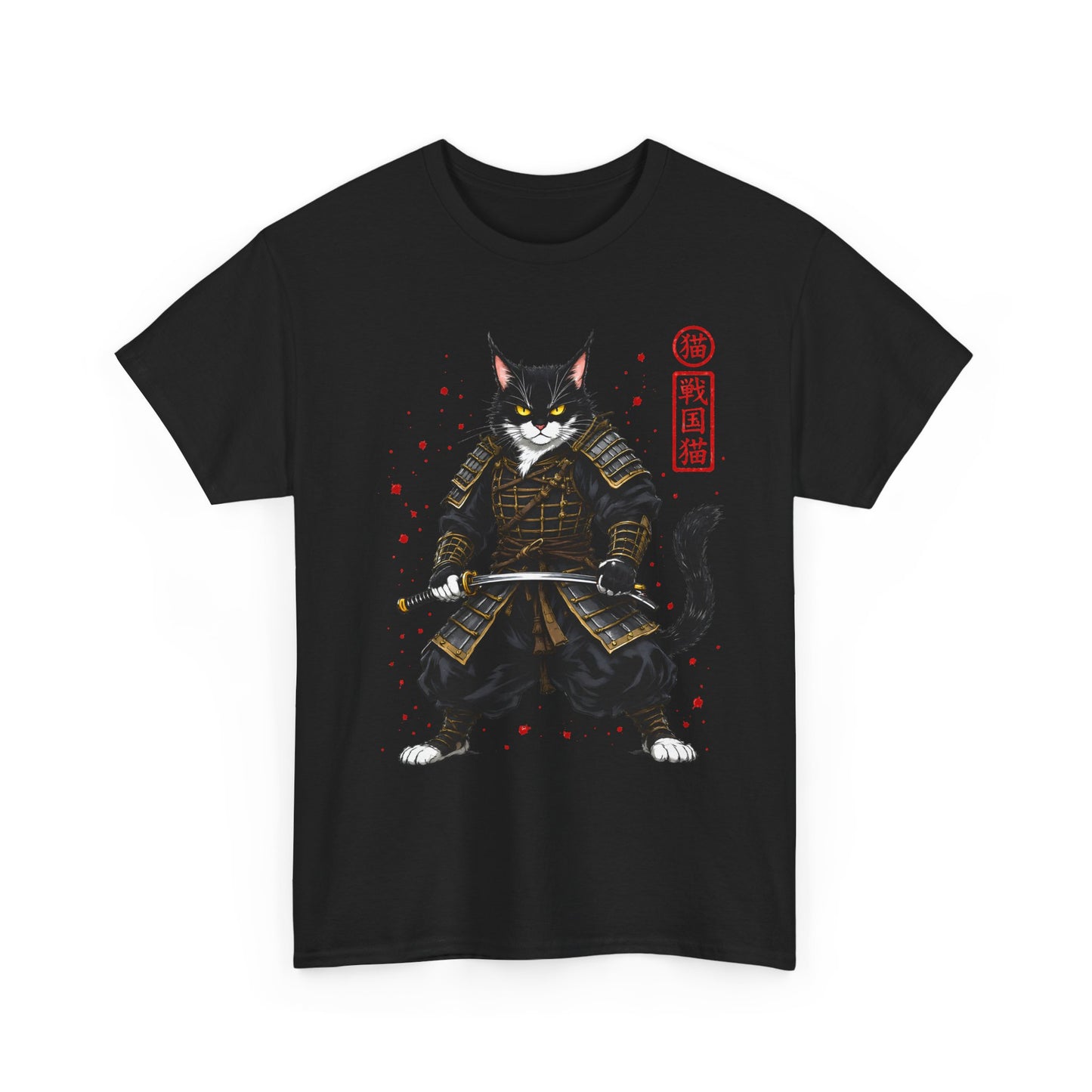 Samurai Cat T-Shirt – Japanese Warrior Cat Graphic Tee, Anime Samurai Cat Shirt, Japanese Streetwear Gift - 14913